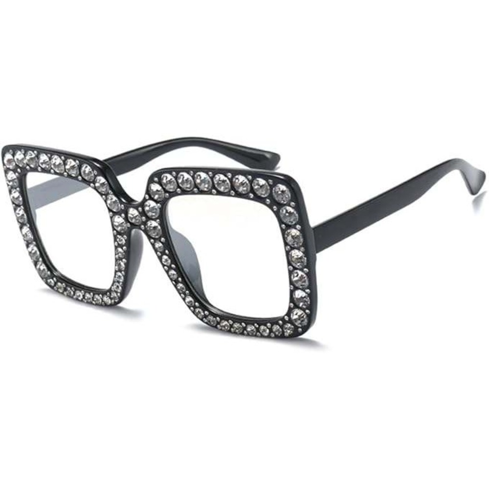 Rhinestone Fashion Glasses Women's Statement Eyewear Clear Lens‎ Diamond Lentes